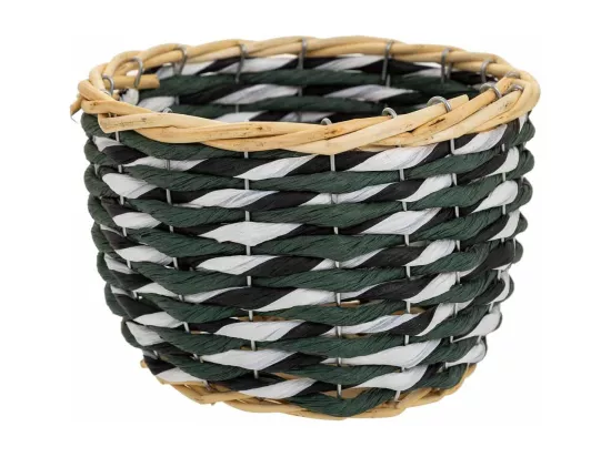 Panier en bois et corde de papier vert D21x13