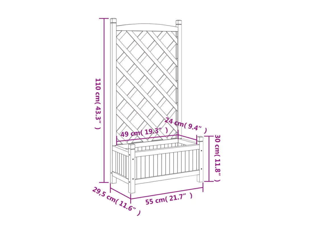 Jardinière bac lit surélevé bois marron 55 x 29.5 x 110 cm 02_0038321