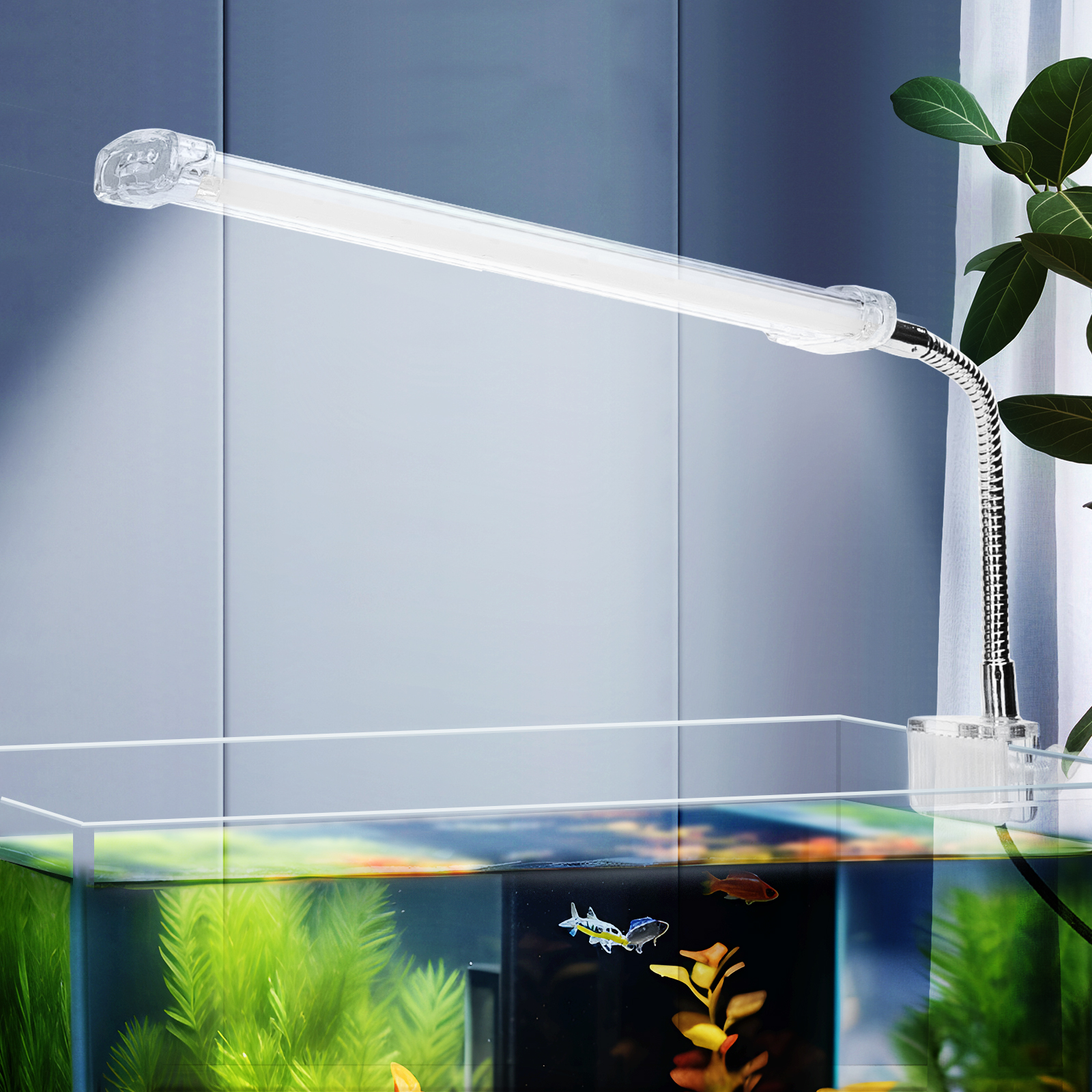 Nobleza - Luminária LED para Aquário, Lâmpada Fina e Impermeável para Aquário Plantado, Luminária LED Branca com Clipe Potente (6W 23CM, Branca)