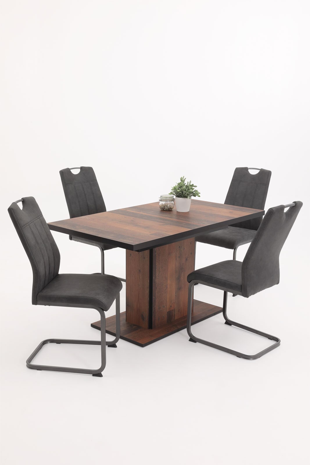 Esstisch Andrea 140-180 x 80 cm Oldwood-Dekor/schwarz