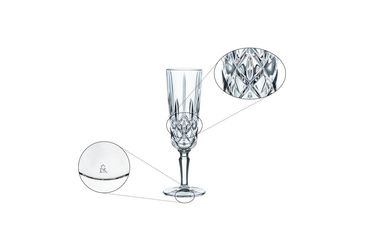Champagnerglas Noblesse, 4 StückSektgläser-Set aus Kristallglas mit Karomuster