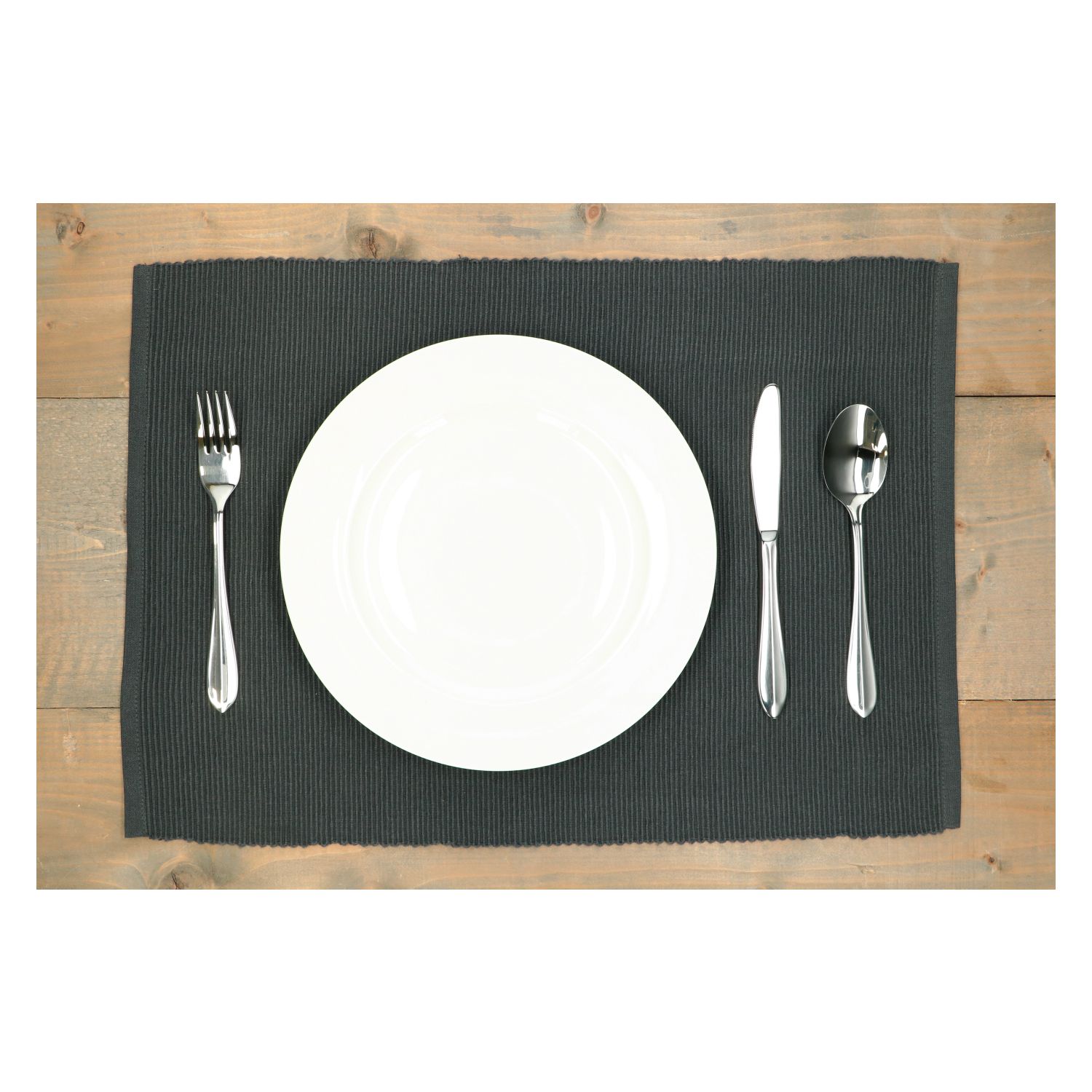 Placemat geribbeld, GOTS bio-katoen, donkergrijs, 35 x 50 cm