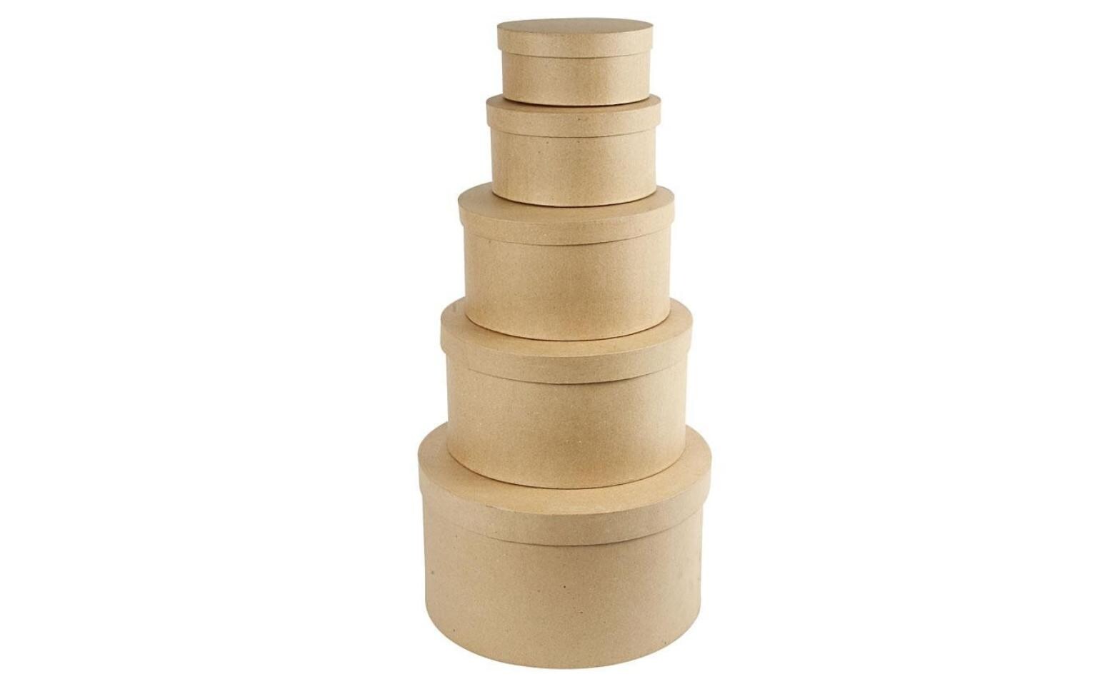 Papp-Schachtel 8-19 cm 5 StückPapp-Hutschachtel
