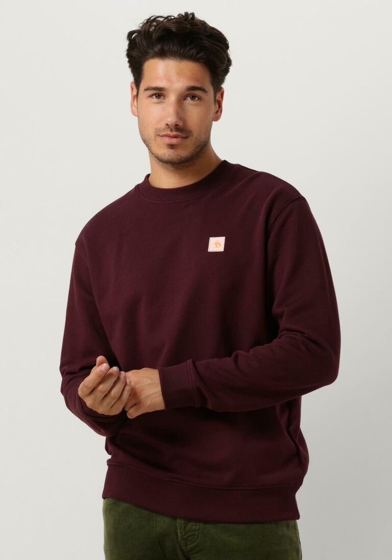 SCOTCH & SODA bordeaux scotch & soda trui regular fit logo badge sweatshirt in organic cotton