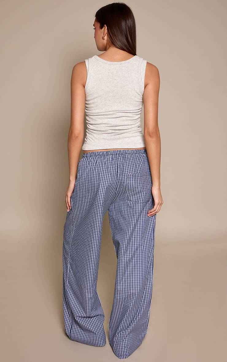 Bleu Marine Pantalon Large À Cordon Avec Imprimé Rayé