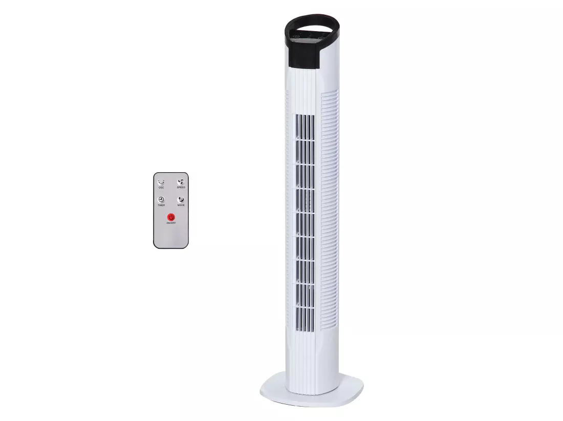 HOMCOM Ventilateur colonne tour oscillant 50 W silencieux télécommande incluse minuterie 3 modes 3 vitesses blanc noir