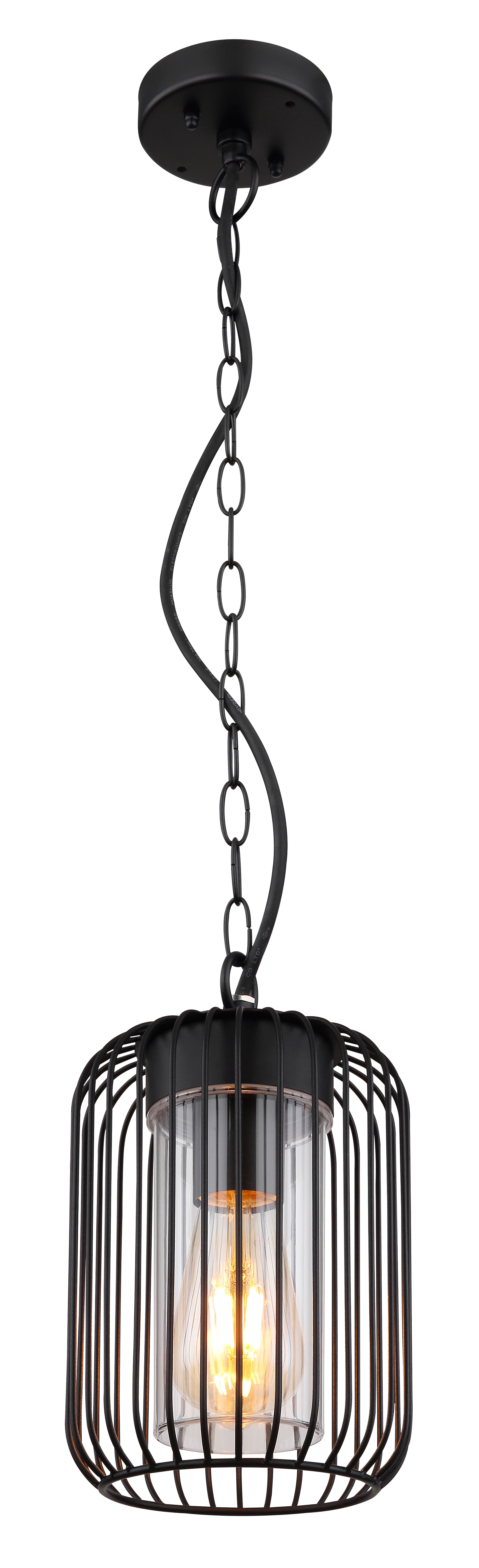 GLOBO LED Retrofit Außenhängeleuchte Nina Schwarz 16x16cm H.75,5cm Metall,Geflecht,Matt,spritzwassergeschützt,Außen