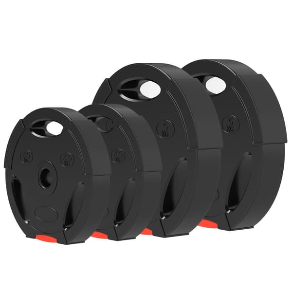 Sett med 4 manualvekter, 2 x 2,5 kg/5kg vekter, vektplatesett, vektskiver for 2,5 cm hantelstang, Ø 25/30 mm boring, svart