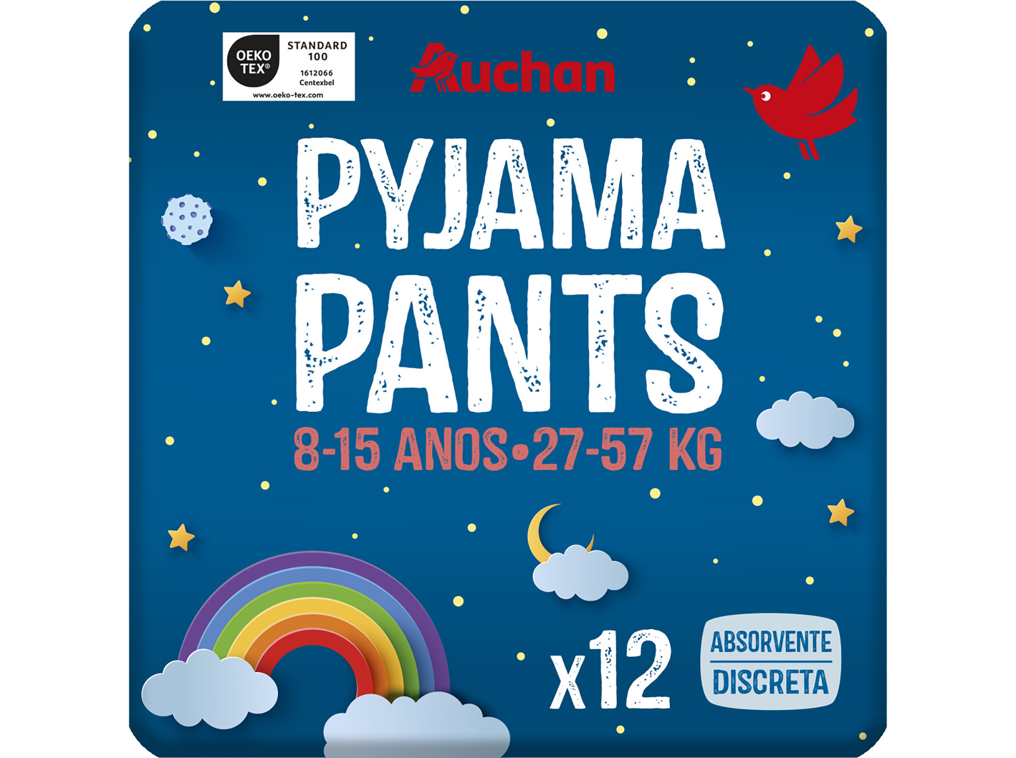 CUECAS NOITE AUCHAN PYJAMA PANTS 8-15 ANOS 27-57KG 12UN