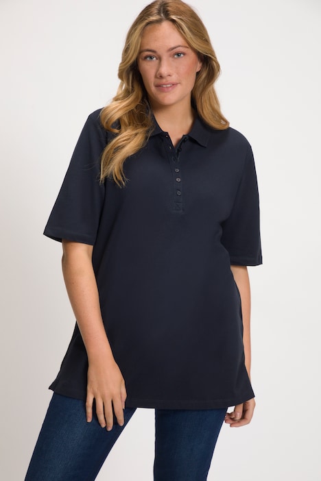 Poloshirt, Piqué, Polokragen, Samt-Knopfleiste, Halbarm