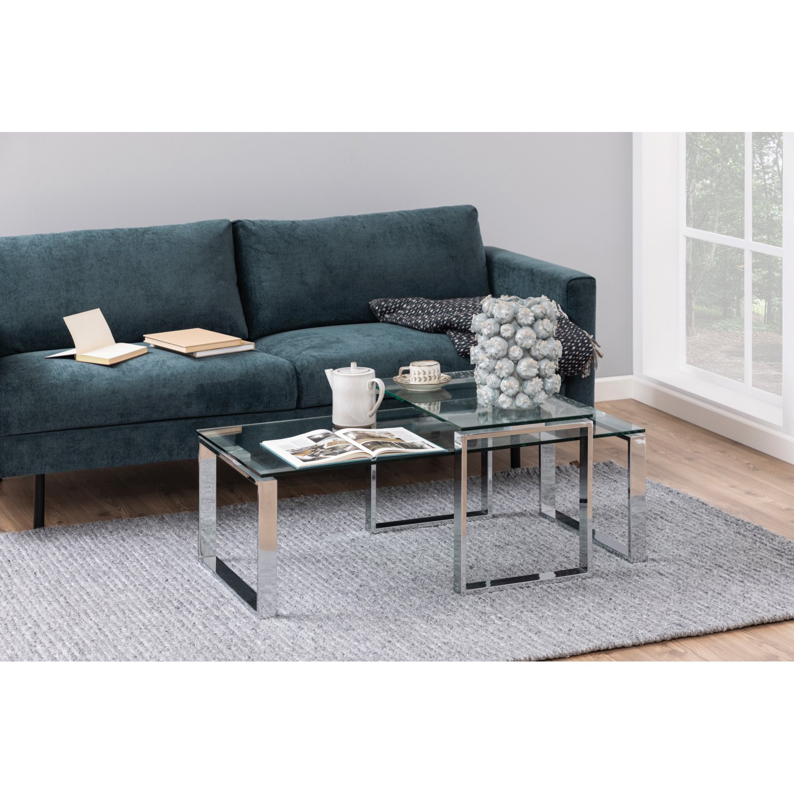 Salontisch Katrine Klarglas Chrom 2er-Set