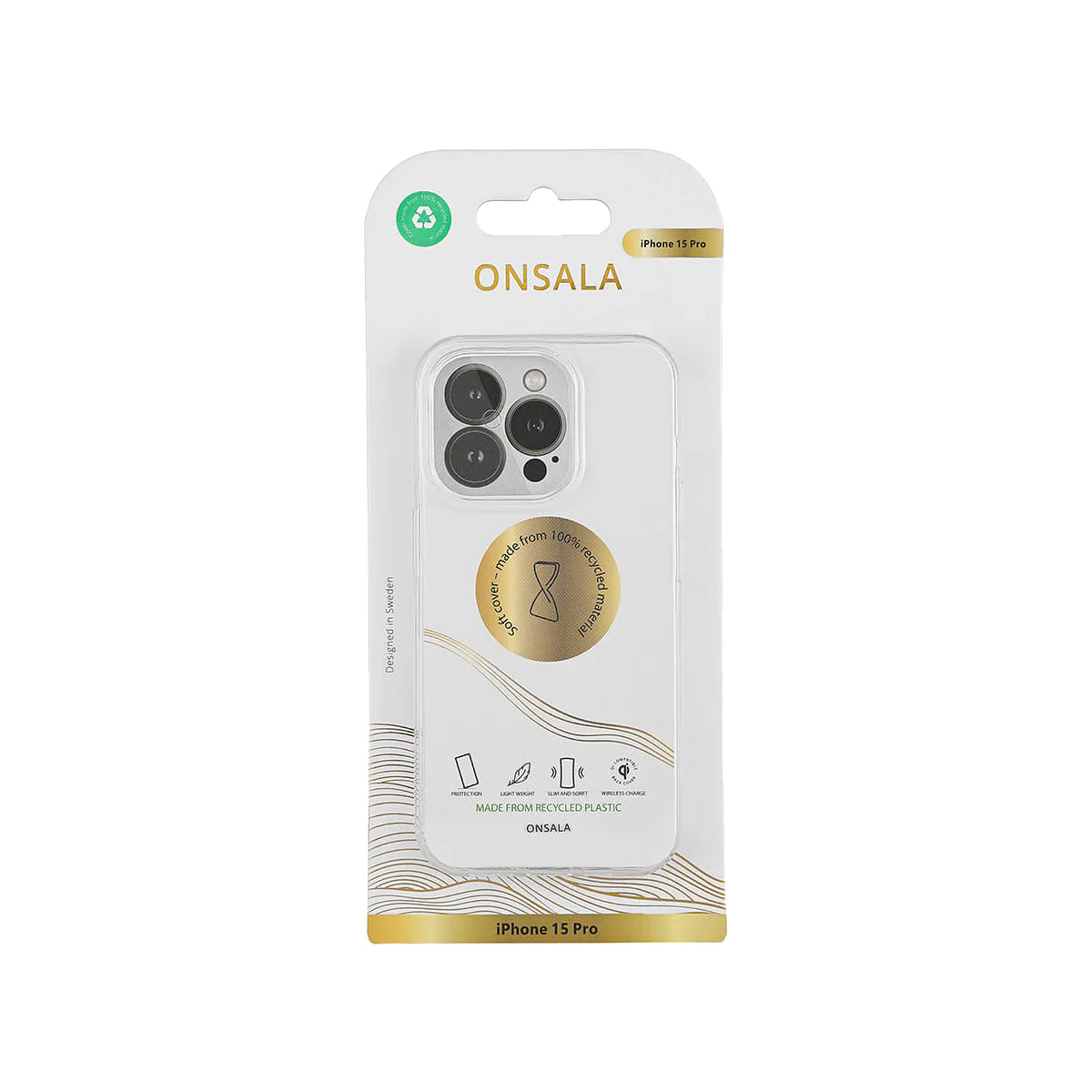 Onsala iPhone 15 Pro deksel (gjennomsiktig)
