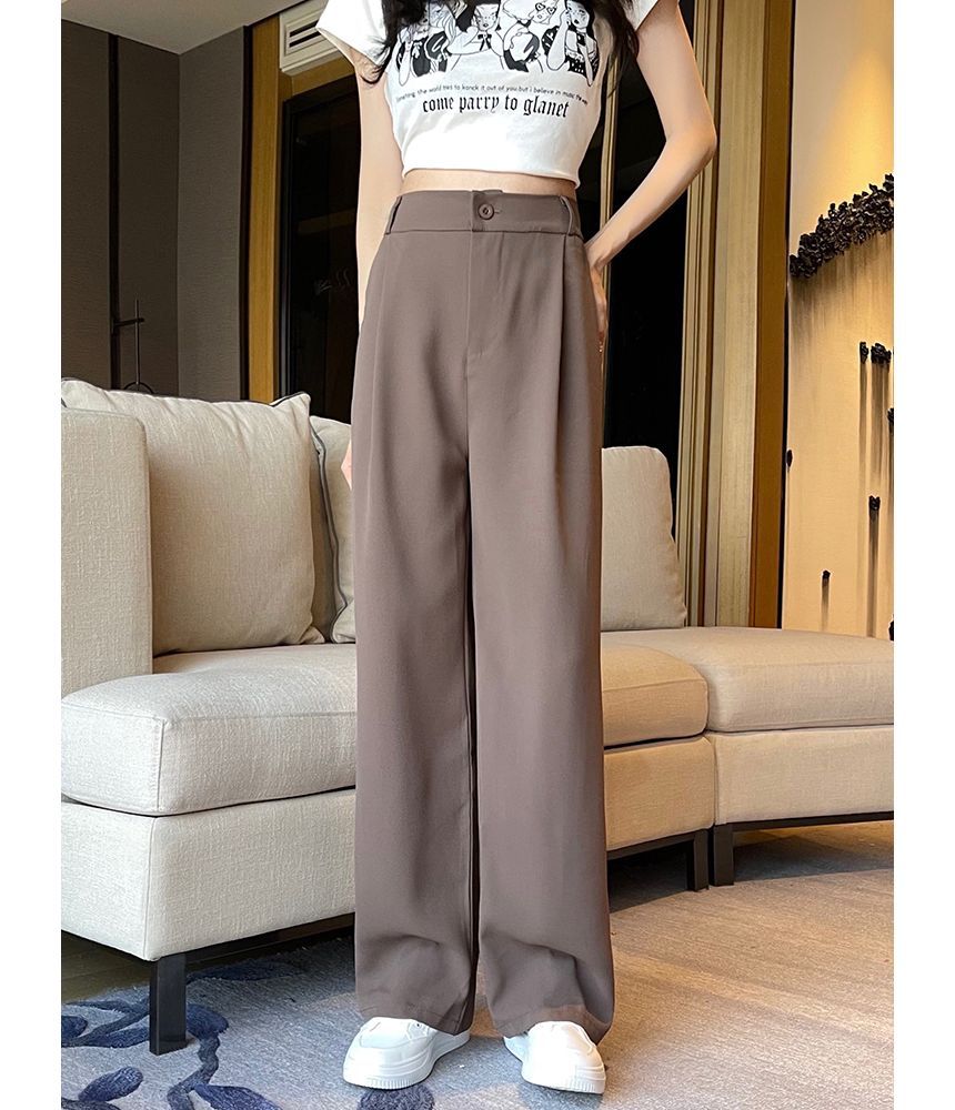 Moon City - High Rise Plain Wide Leg Broek