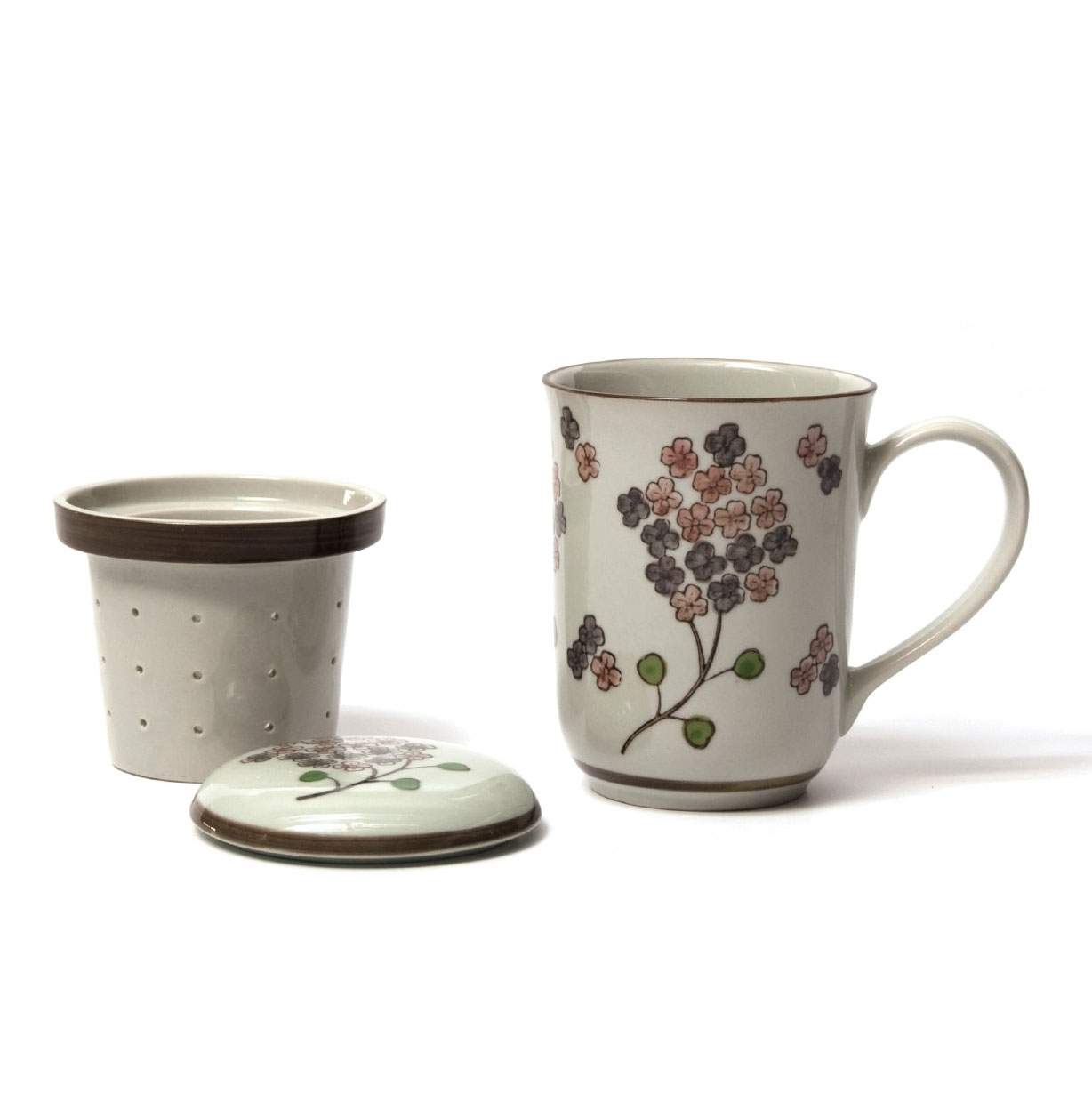 Teetasse 'Blossom' mit Teesieb, weiß/multicolor, H 13,5 cm, Ø 8,5 cm zu 12,80