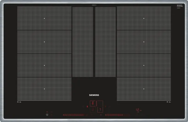 Siemens iQ700 EX845LYC1E - Induktions kogeplade - 4 plader - Niche - bredde: 78 cm - dybde: 50 cm - med rustfrit stål-pynt - sort/rustfrit stål