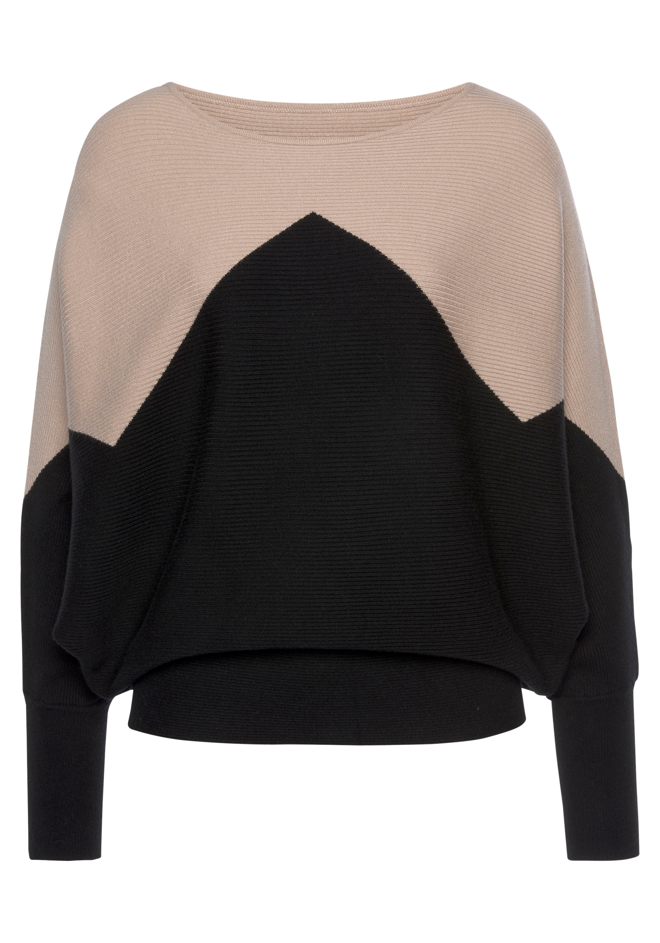LASCANA Strickpullover , mit Colorblock-Optik und leichten Fledermausärmeln