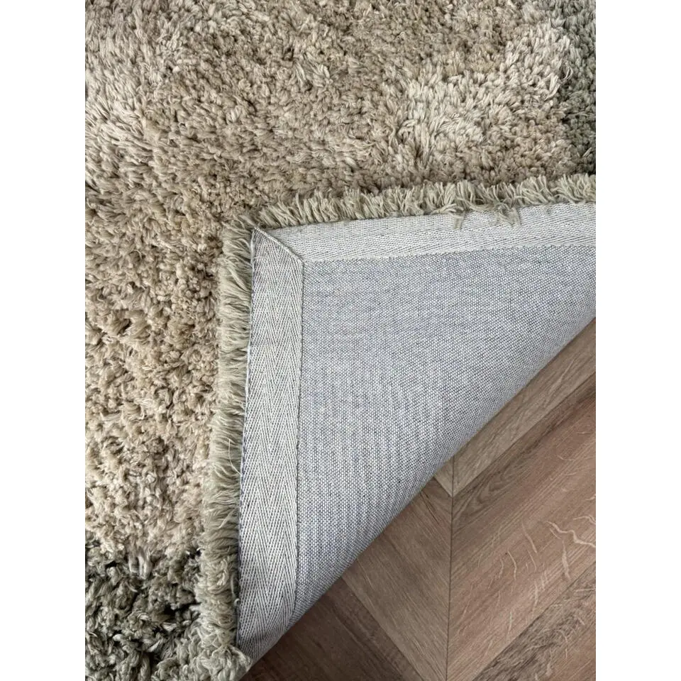 Interieur05 hoogpolig vloerkleed polyester Pilo groen/beige - 340 x 240 cm