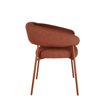 KARWEI eetkamerstoel Coco terracotta Bouclé stof met armleuning