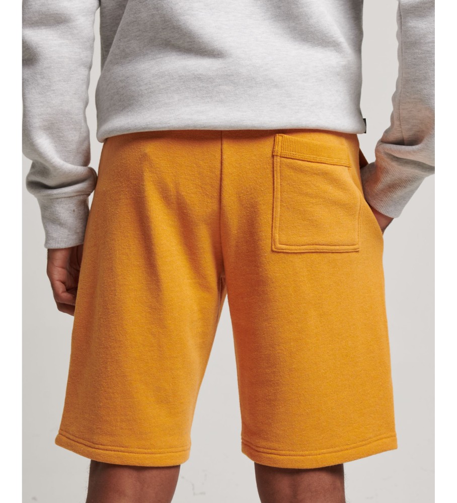 Shorts de malha Superdry amarelos com logotipo vintage bordado