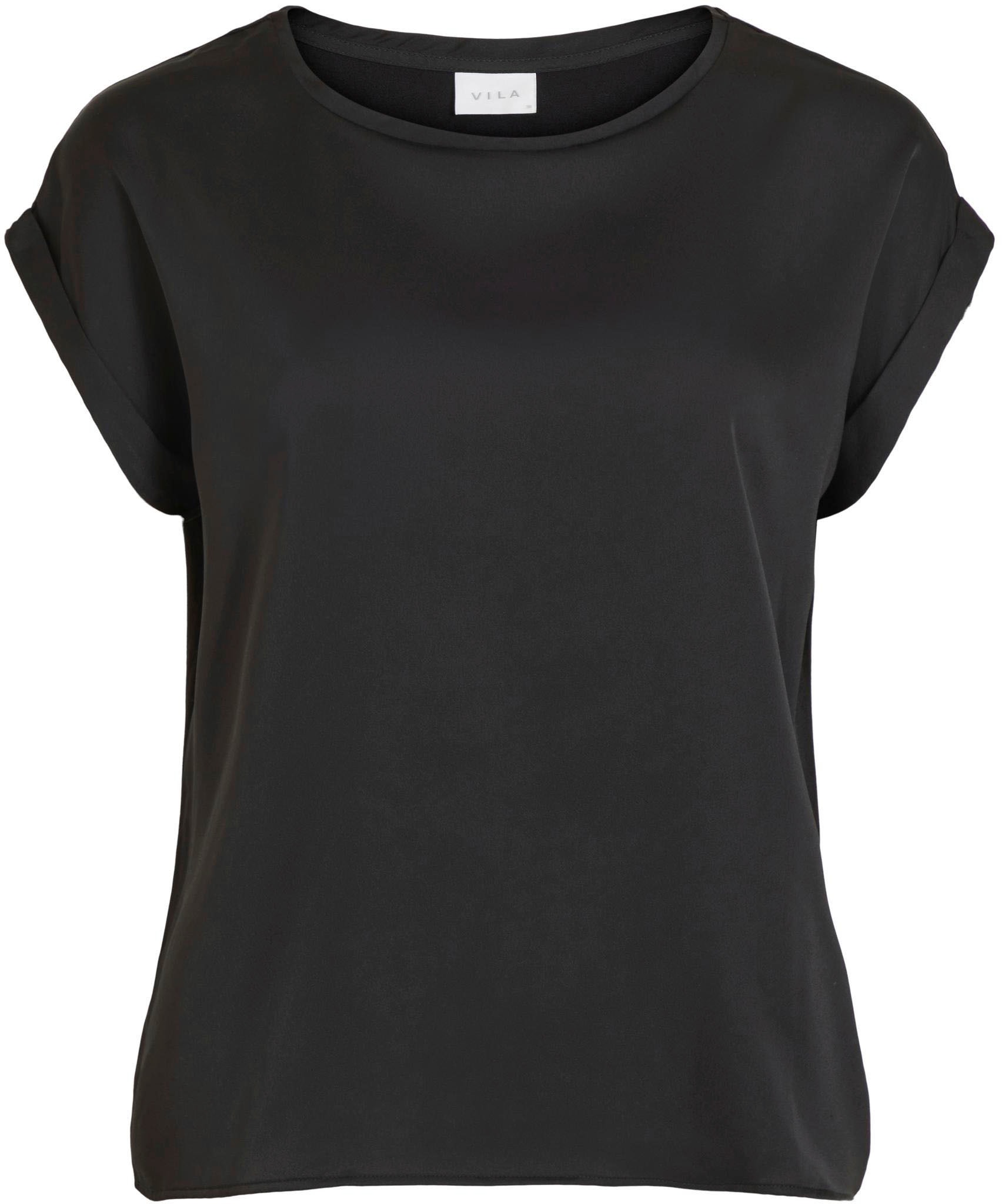 Vila Shirtbluse »VIELETTE«, Vorderteil aus glänzendem Satin