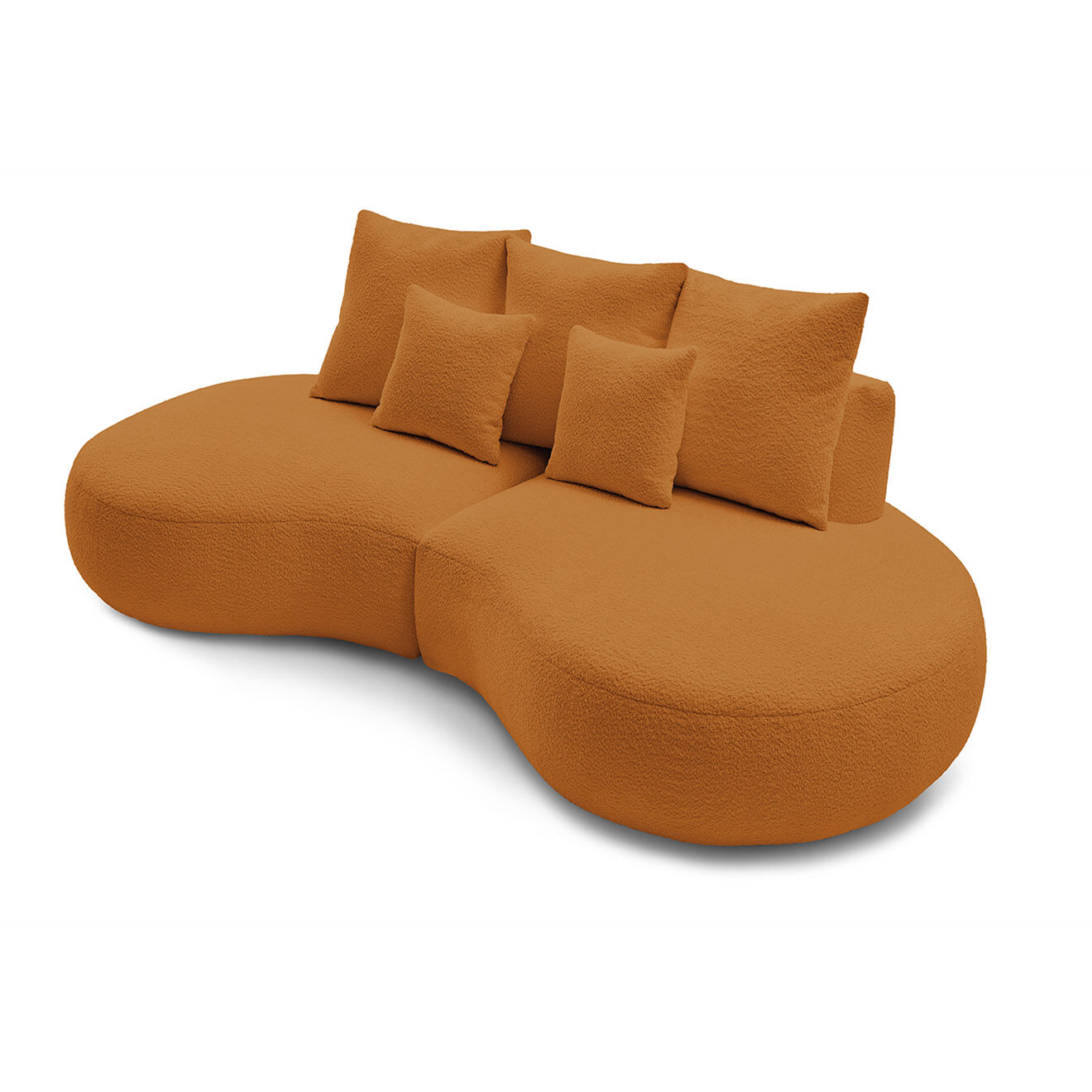 Bobochic Canapé droit fixe 3 places saint-germain tissu bouclette jaune - 260x145x92 cm