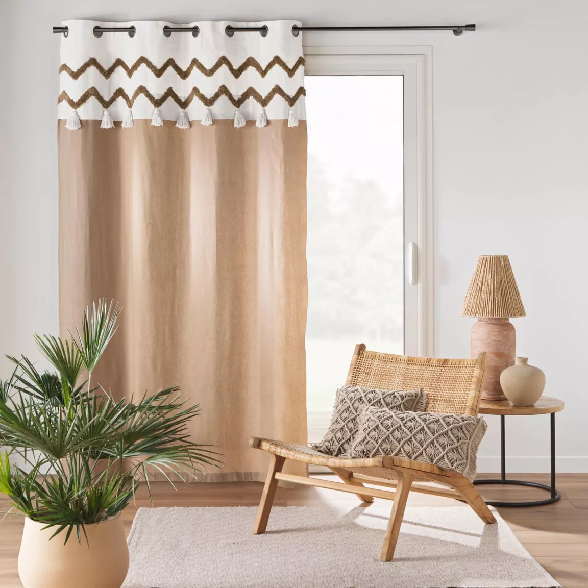 Coussin carré macramé (40 x 40 cm) Indy Taupe