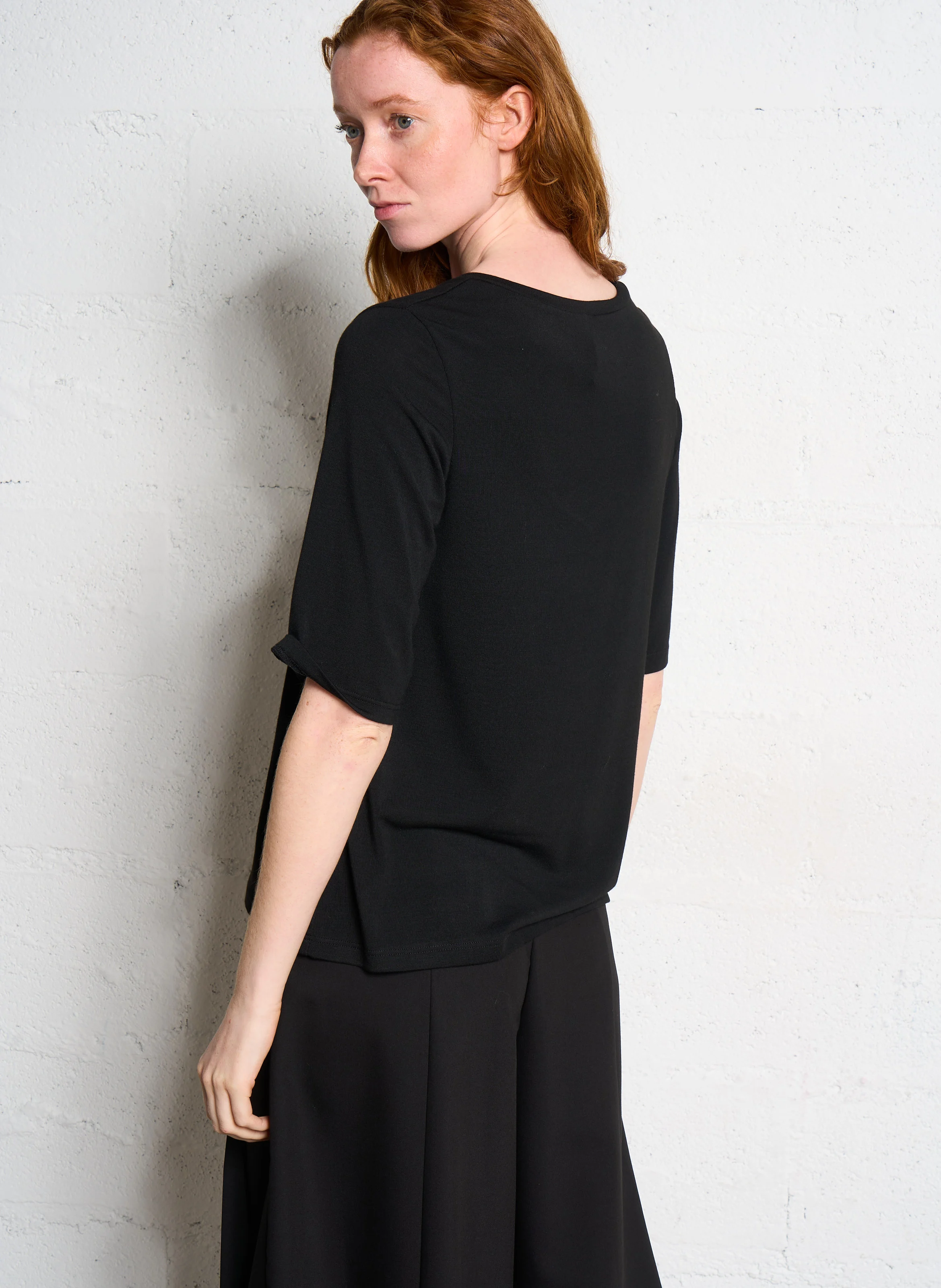 Tee-shirt droit col V | Noir