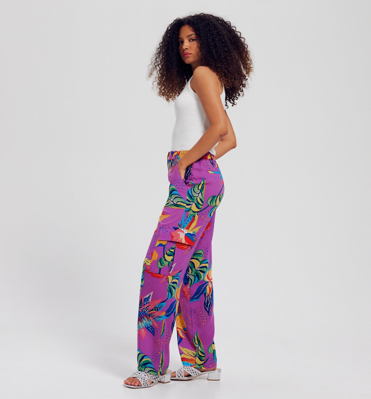 Pantalon cargo imprimé Femme - Imprimé violet