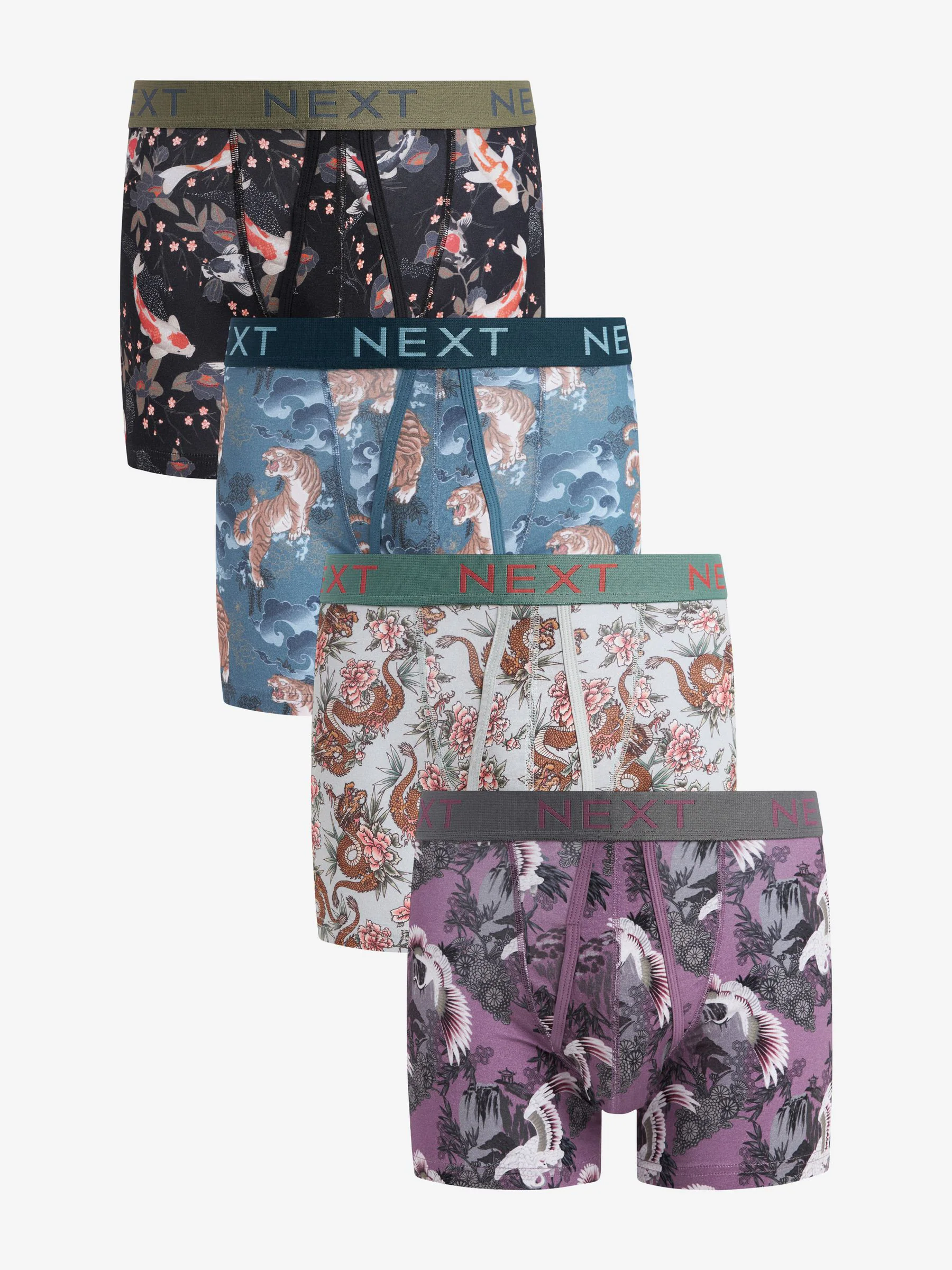 Blauw/paars - Animal - 4 Boxershorts zonder plooi
