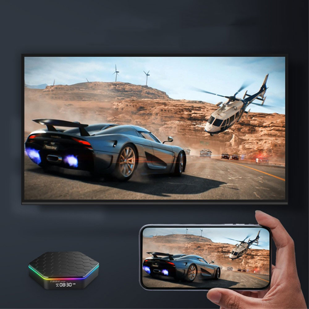 4GB Ram 6K Android 12.0 Smart TV Box Internet WiFi Streaming HDMI 64GB Quad Core Media Player mit Gigabit Ethernet LAN / RGB LED   Fernbedienung
