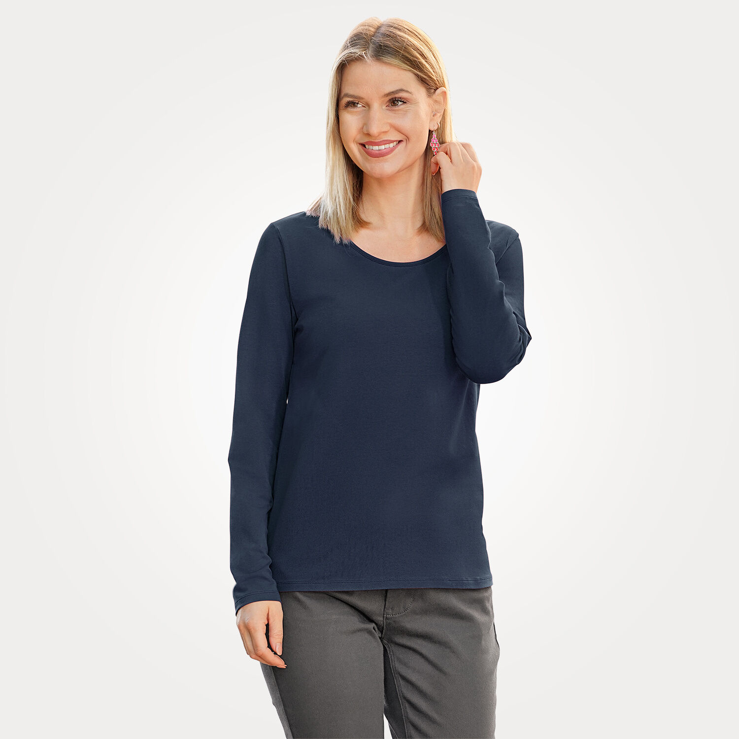Basic Langarm-Shirt uni