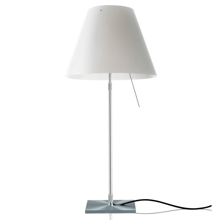 Luceplan Costanza tafellamp telescopisch met dimmer aluminium/wit