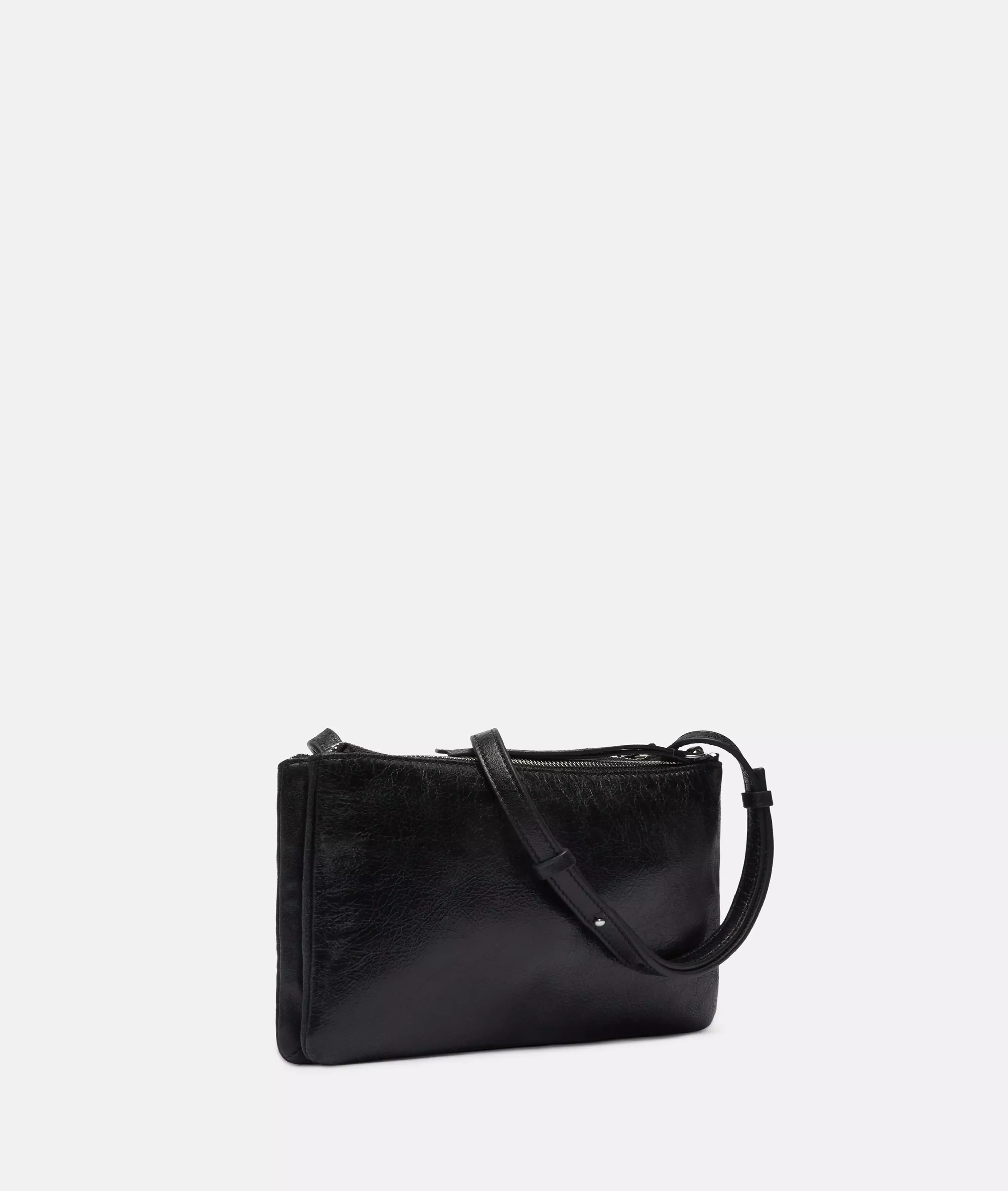 Crossbody Handy shoulder bag in soft lamb leather with crinkle effect