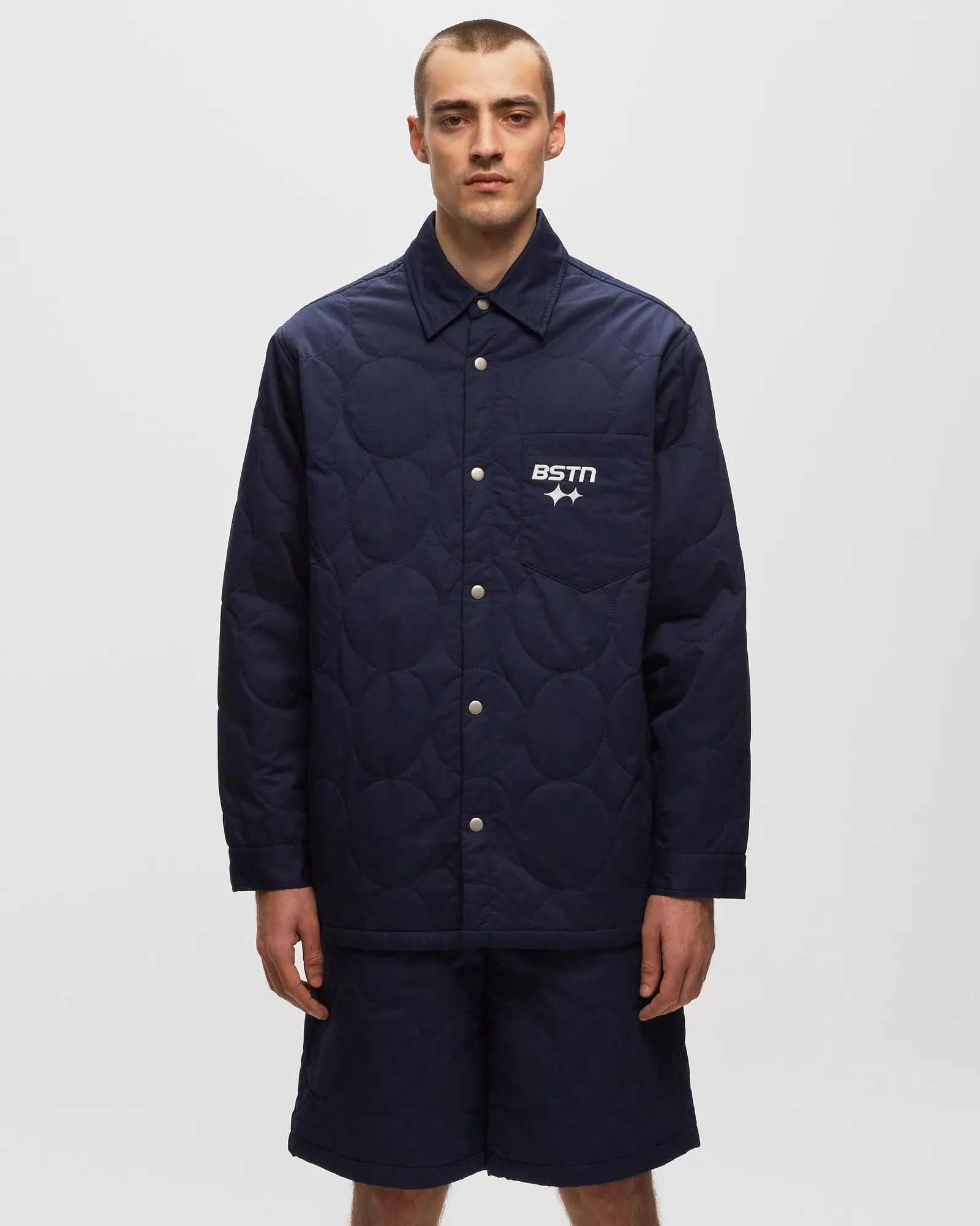 BSTN Brand Logo Pattern Quilted Overshirt