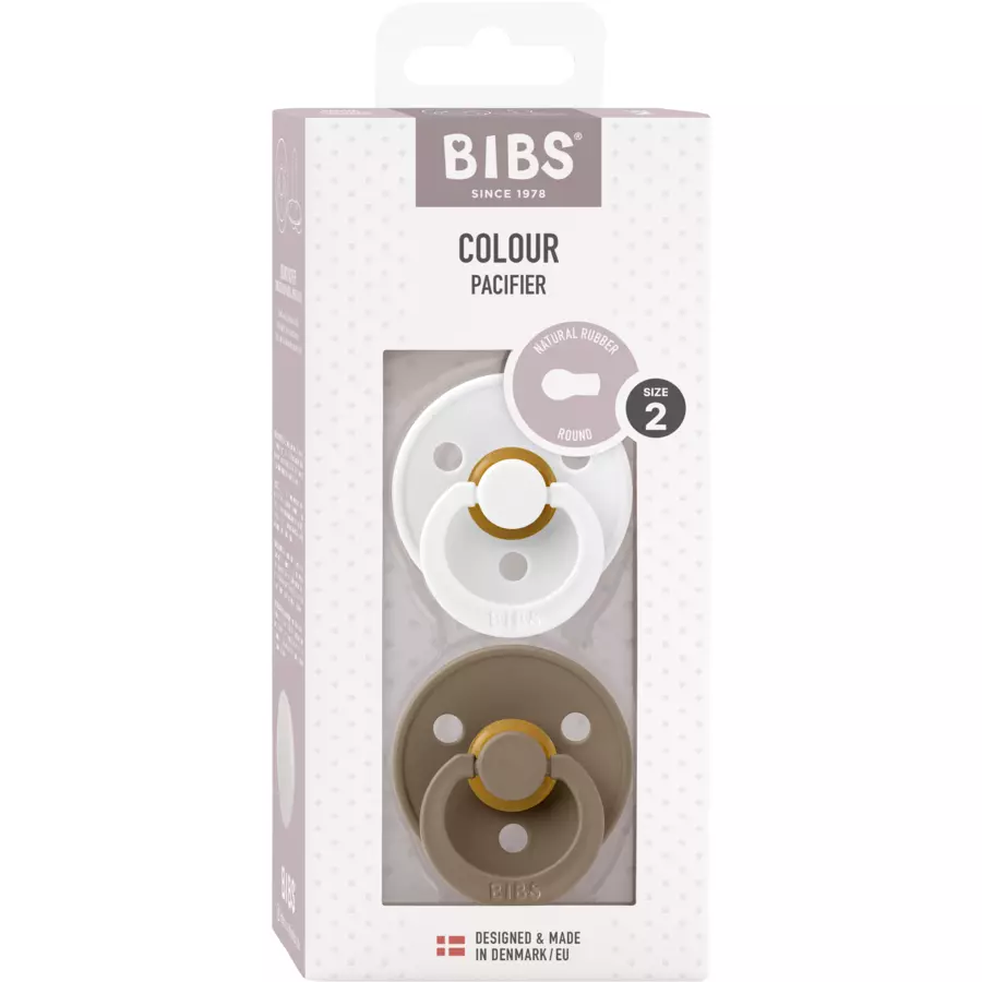 BIBS® Schnuller Colour White und Dark Oak 6-18 Monate, 2 Stk.