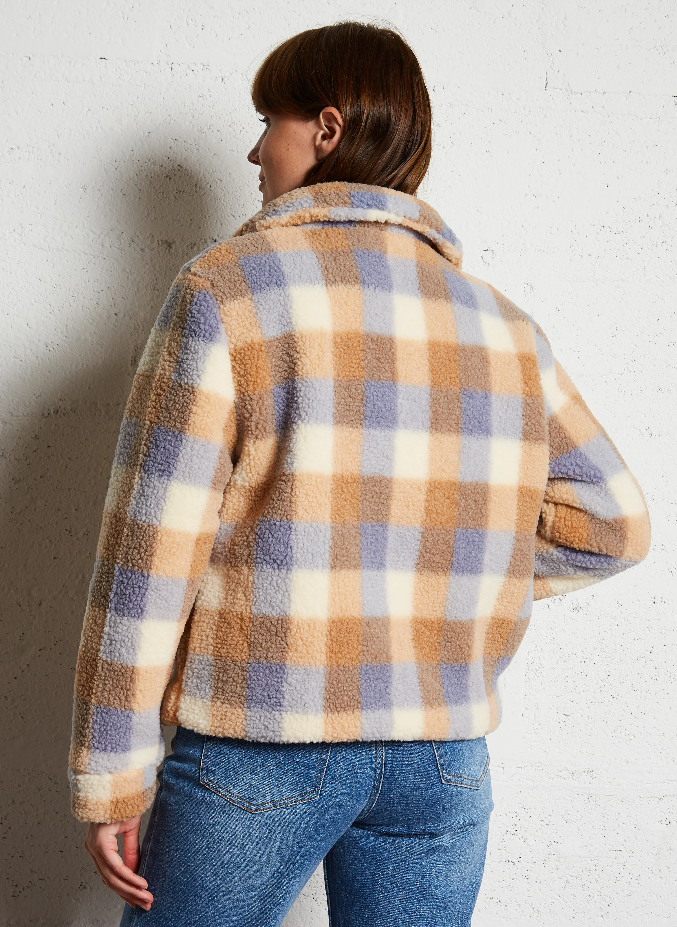 NINA - Manteau col classique droite à carreaux | Multicolore