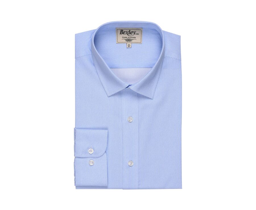 Chemise blanche imprimée motifs bleus - Col français - OSCAR