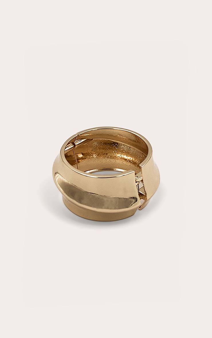 Doré Bracelet Manchette Asymétrique À Fermoir Massif