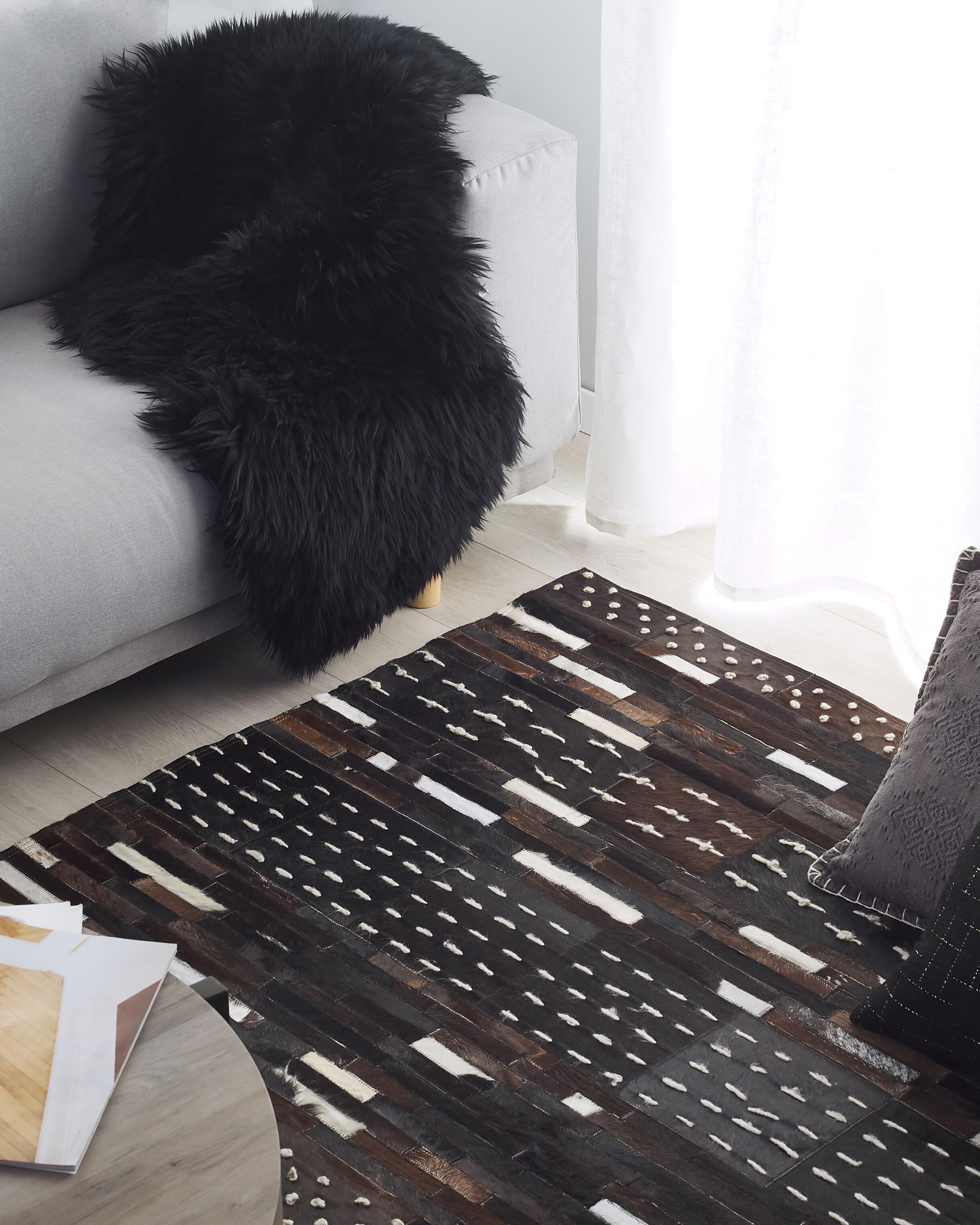 Vloerkleed AKSEKI Donkerbruin 160 x 230 cm Leer
