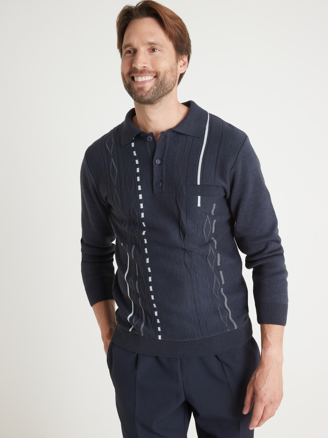 Pull col pol motifs jacquard 30% laine