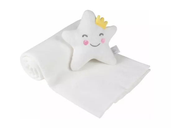 Doudou en forme d'étoile avec son plaid en tisu - Blanc - L 100 x l 80 cm