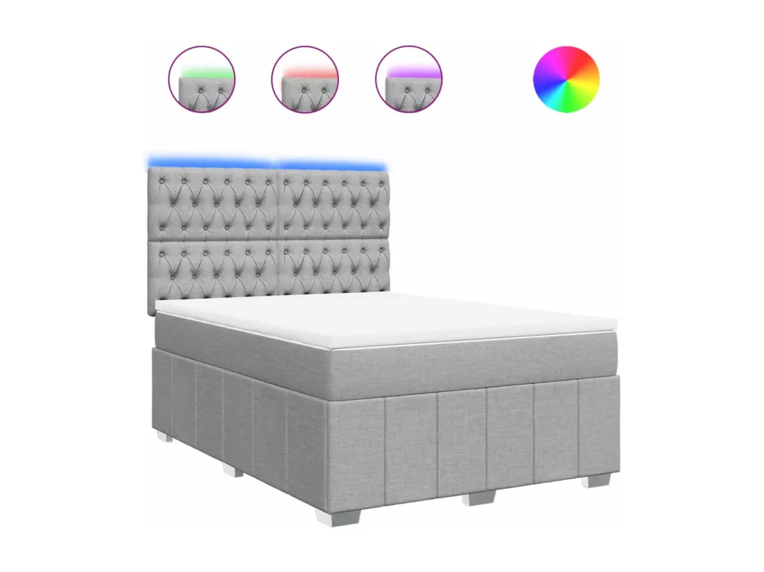 Sommier à lattes de lit avec matelas Gris clair 140x190cm Tissu