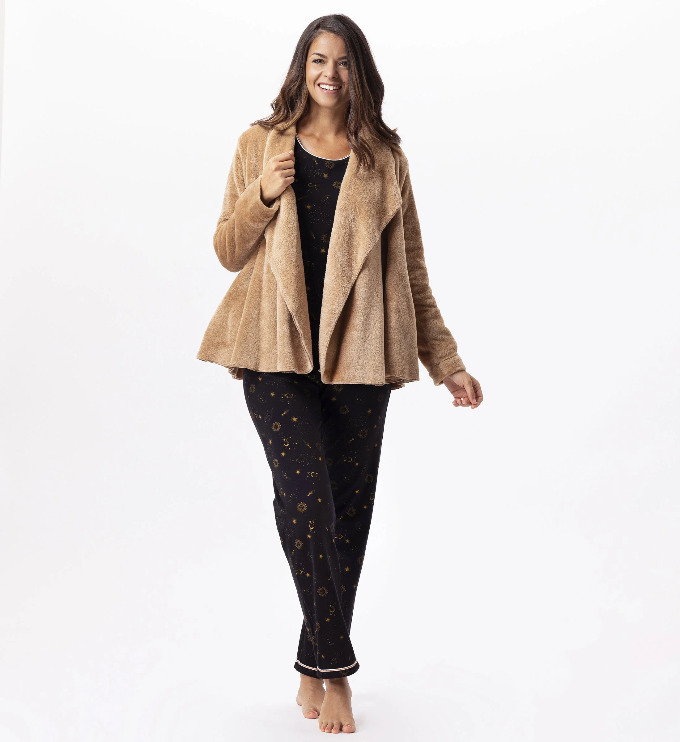 ESSENTIEL 873 - Veste en peluche flanelle | Marron