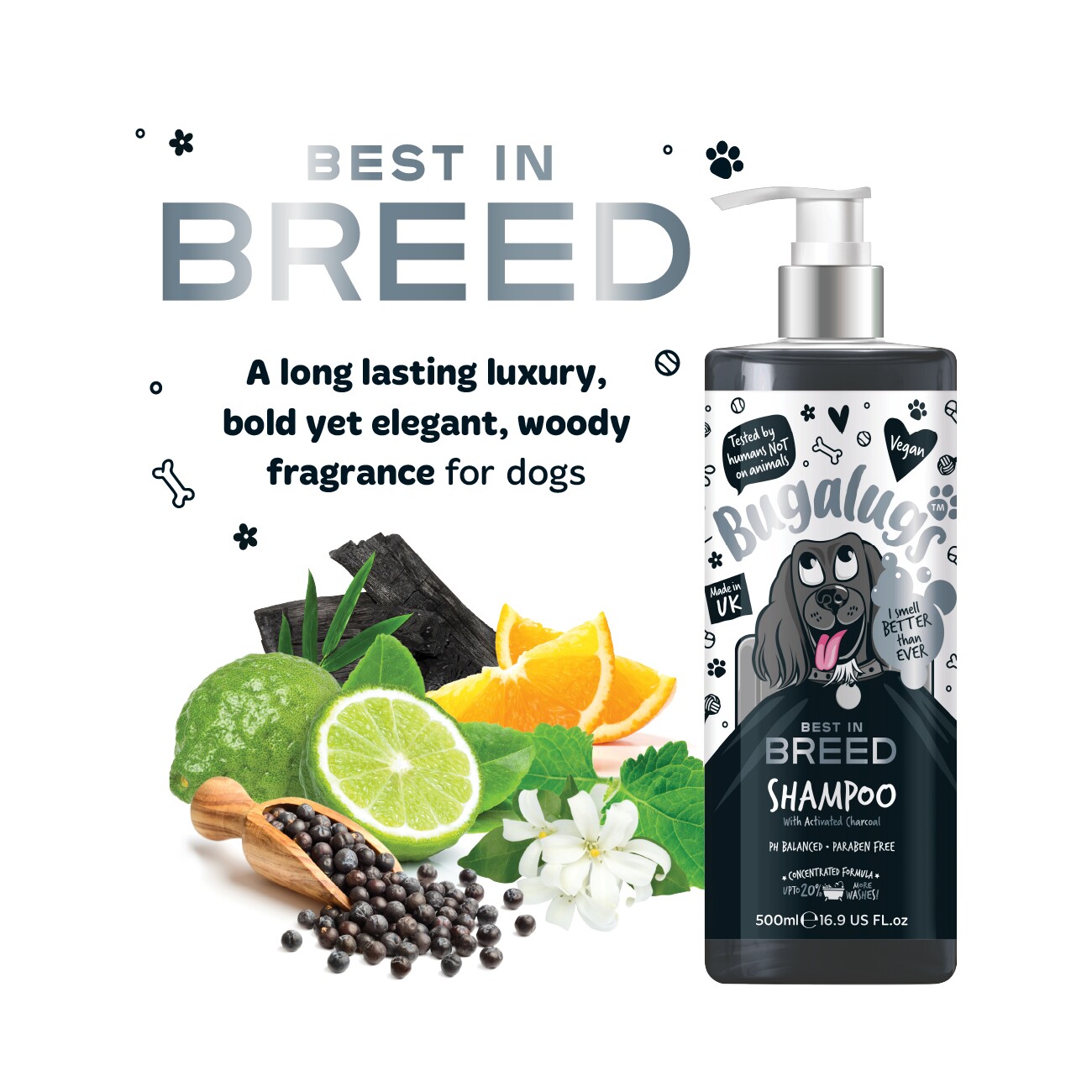Bugalugs Charcoal Citrus – Aktivkohle-Hundeshampoo mit erfrischendem Zitrusduft