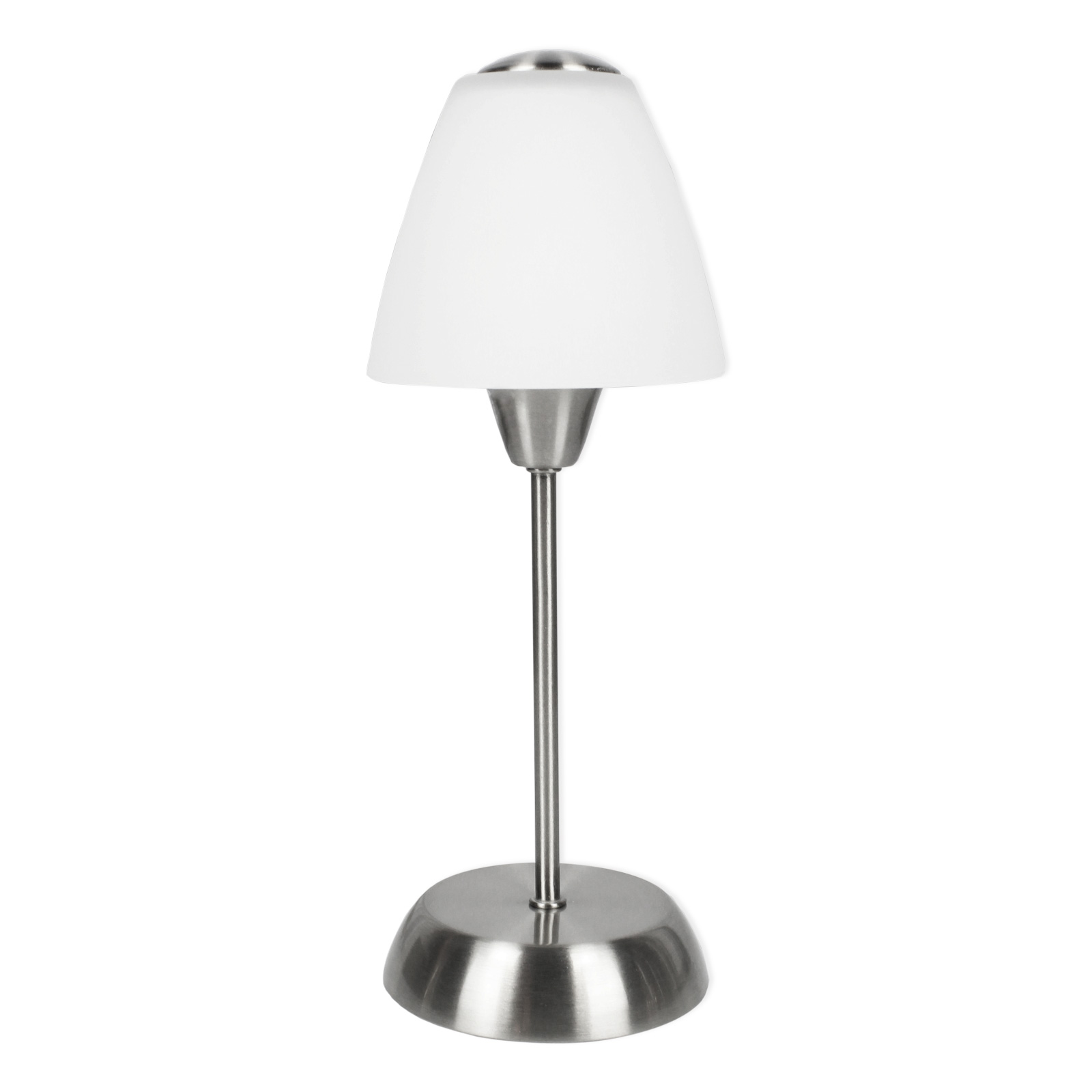 LAMPURA Touch-Tischleuchte - weiß-chrom - Metall-Glas - 34 cm hoch