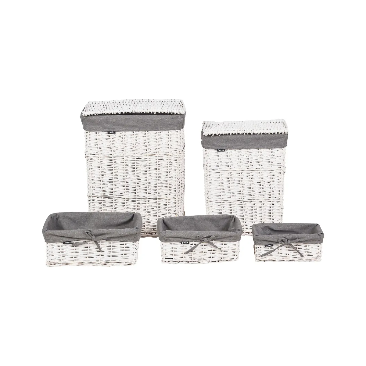 Beliani ELLA - Lot de 5 paniers en saule gris