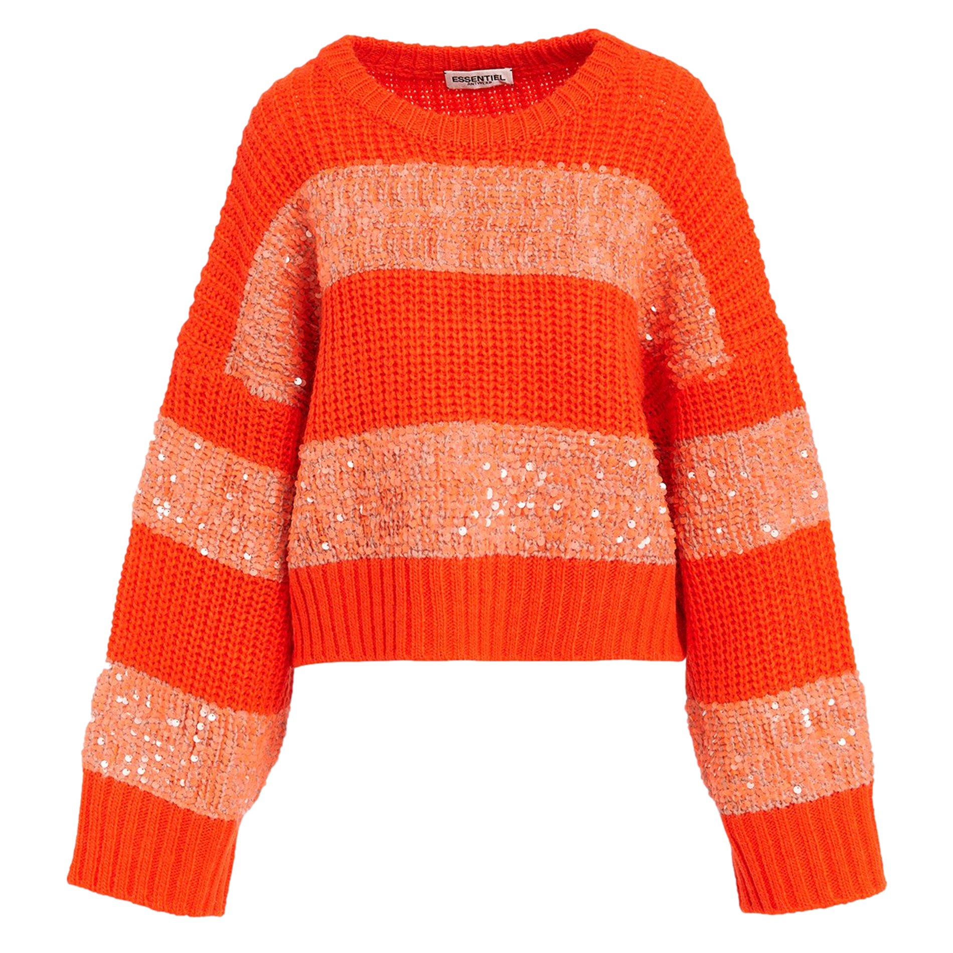 GROUP - Pull ample col roulé à rayures | Orange