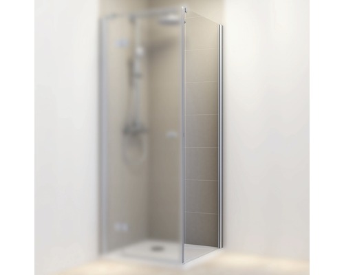 Zijpaneel voor Schulte MasterClass 80 cm draaideur, rechtsdraaiend, helder glas, chroom profiel.