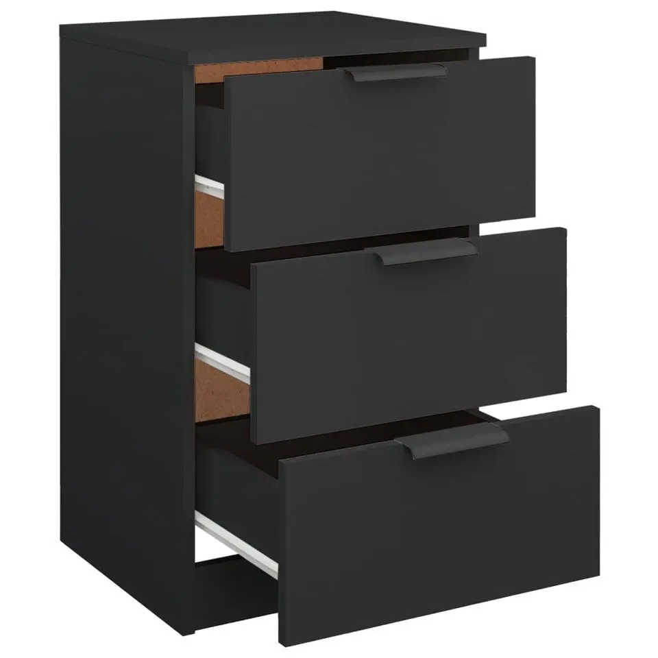 vidaXL - Nachtkastje - Zwart - Bewerkt hout - 2 stuks
