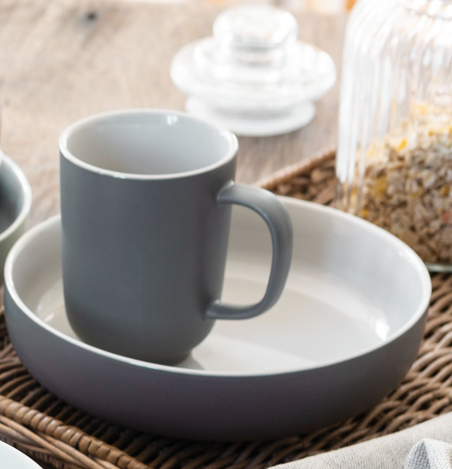 Ritzenhoff & Breker Pastaschale JASPER 4er Set grau/ weiß